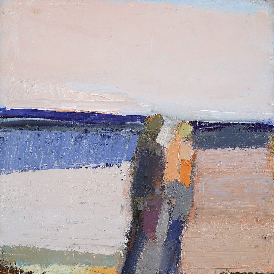 Sandy Ostrau, “Tangerine Day” 18x18 inches, oil on panel